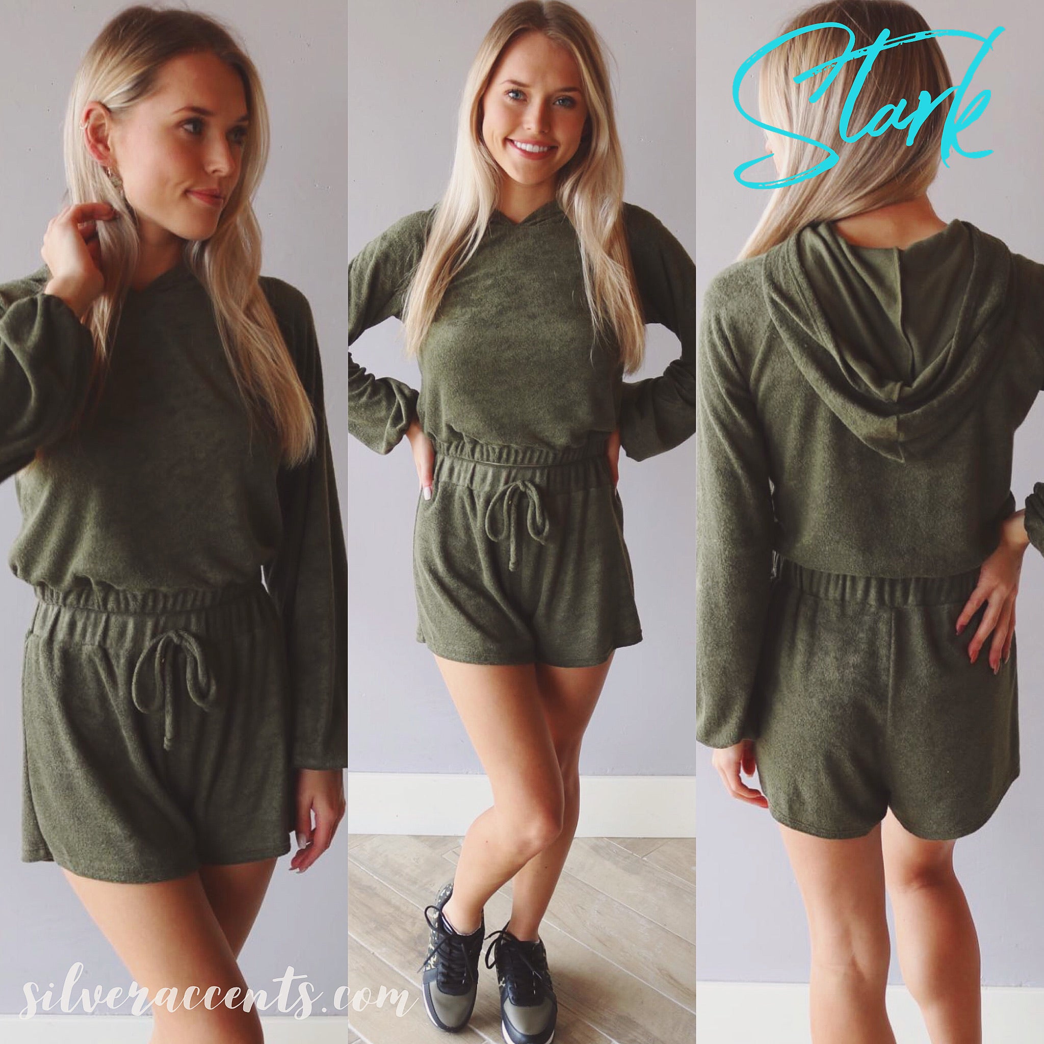 STARK 2pc TerryKnit Cropped Hoodie/Short Set