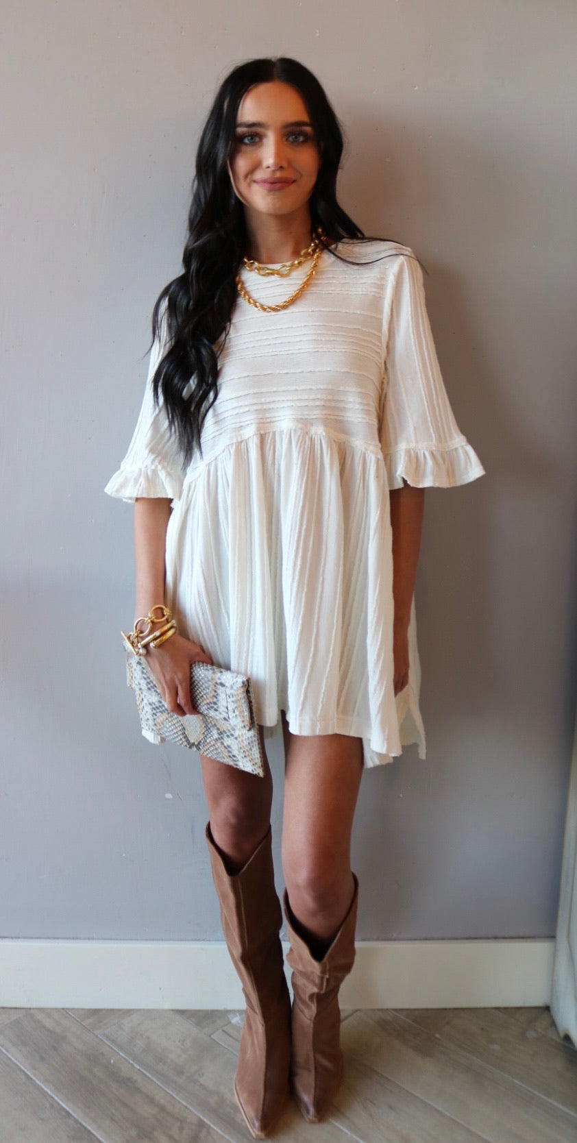 FREE PEOPLE Pleated TAKE A SPIN Babydoll Tunic Dress FREE PEOPLE Pleated TAKE A SPIN Babydoll Tunic Dress