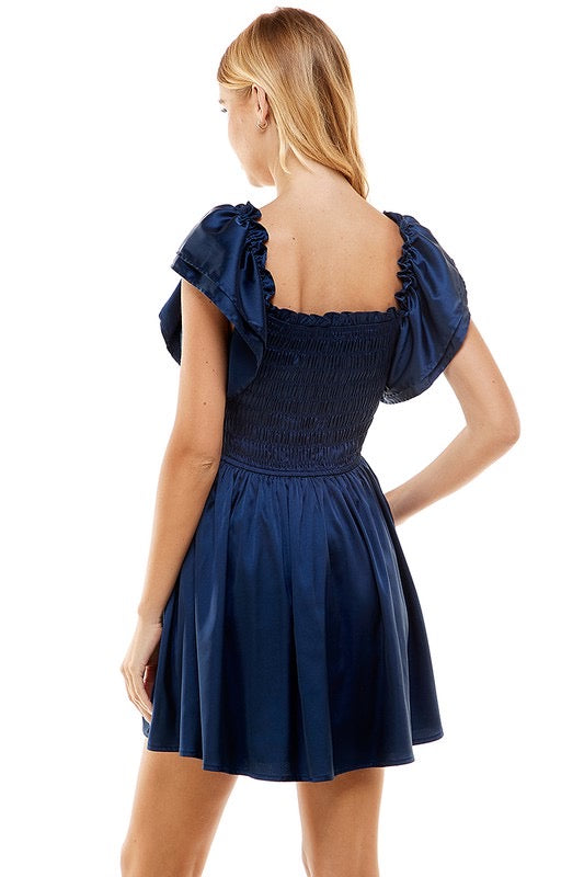 MILLY Smock~Bust Ruffle~Sleeve Satin Dress