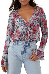 FREE PEOPLE Floral HEAT WAVE Thong Bodysuit