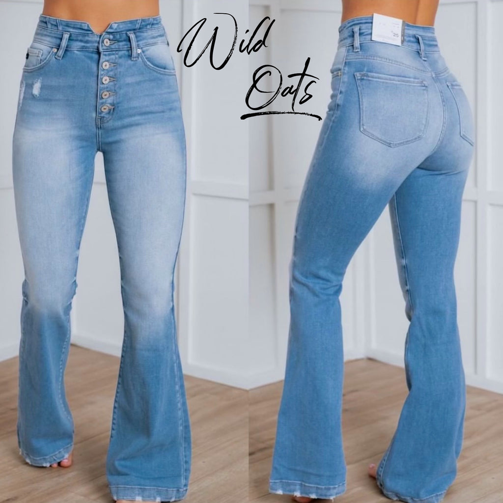 KANCAN HiRise WILD OATS WaistBand Detail Flare Jean
