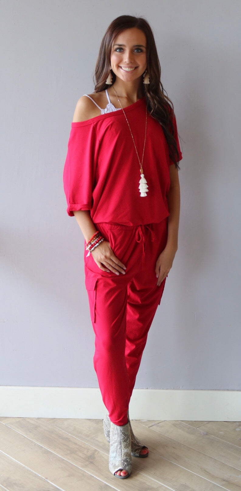 BOBI Supreme Jersey MILLENNIAL RollSleeve Cargo Skinny Jumpsuit