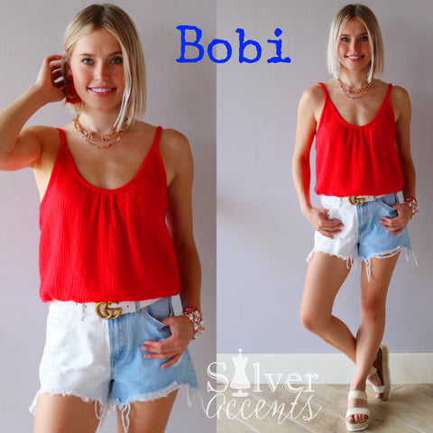 BOBI SmockWaist EXPANSE Beach Gauze Cami Top