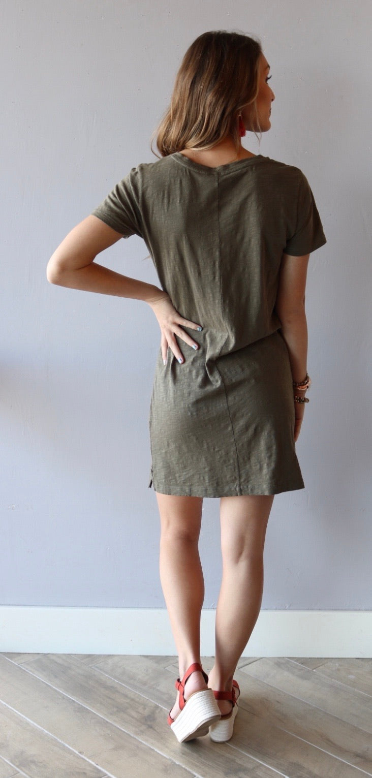 BOBI V-Neck BOURNE RawHem T-Shirt Dress