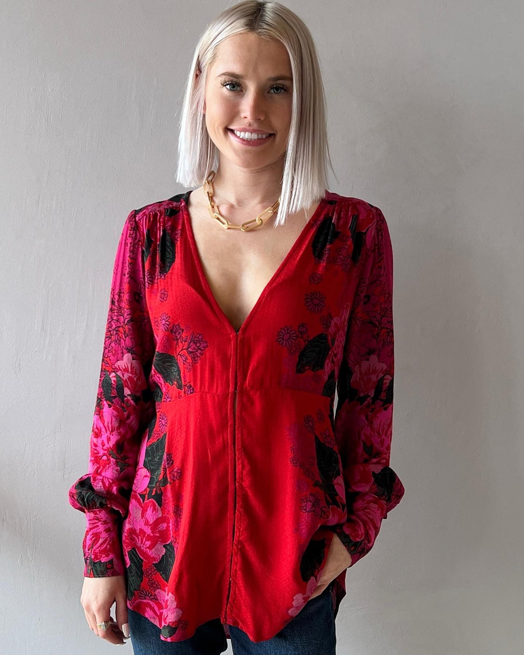 FREE PEOPLE Floral MIKAYLA Tunic Top