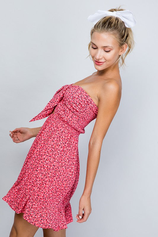 EARLY LIGHT StarPrint Strapless TieFront Dress