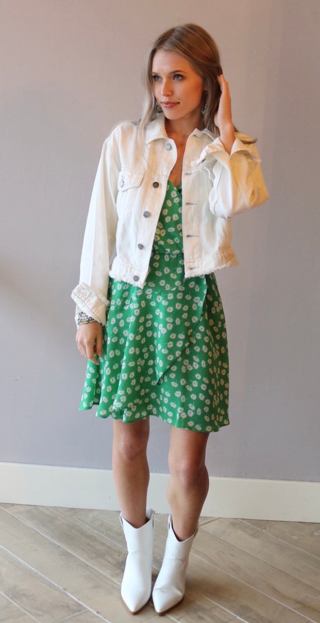 RELIEF Floral Surplice V-Neck Layer Chiffon Dress