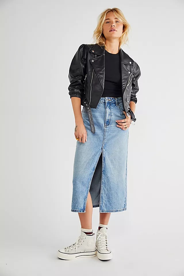 FREE PEOPLE! Denim CALABASIS Midi Skirt