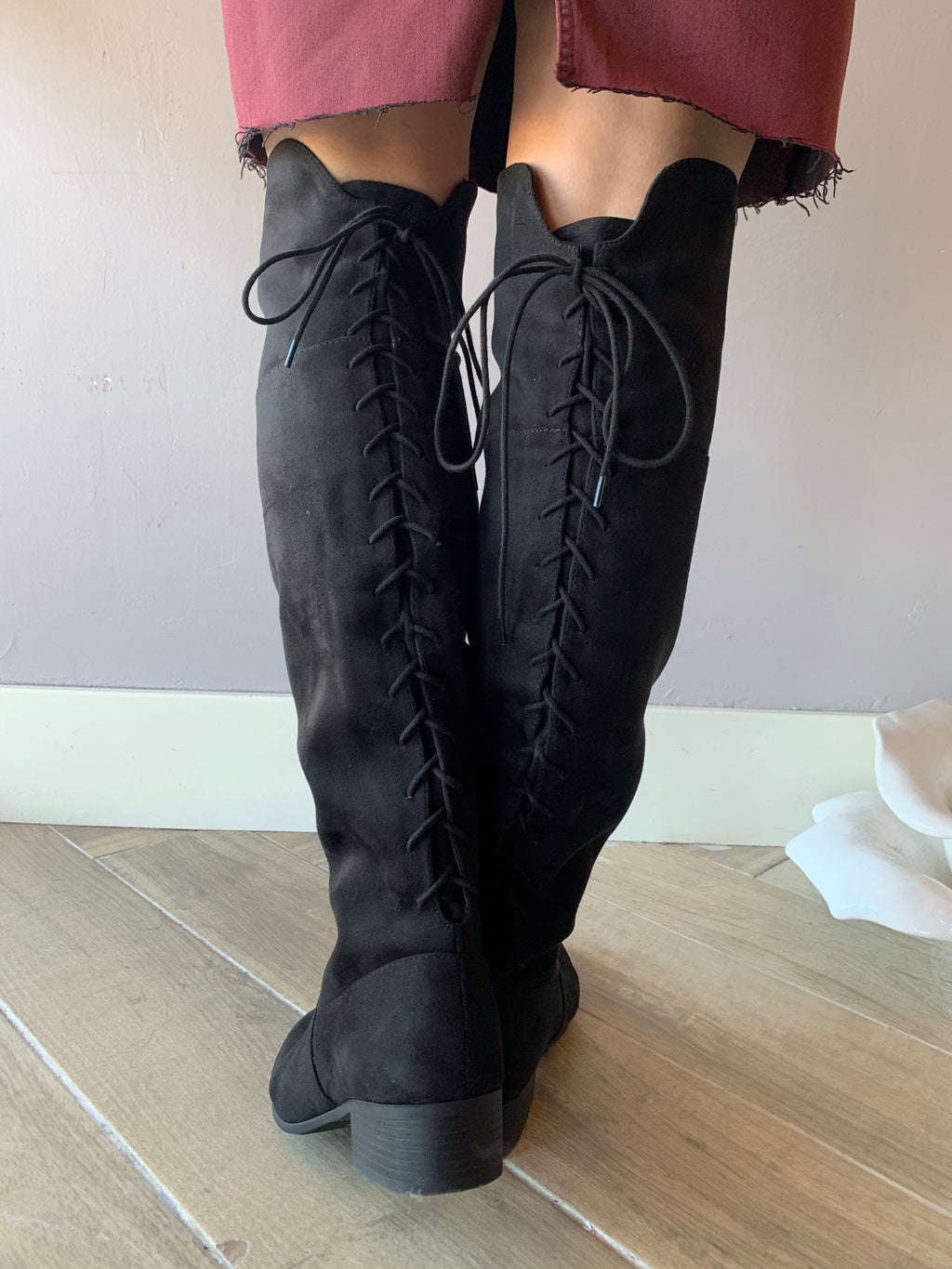 HOUSTON LaceUp Back  Over The Knee Suede Boot