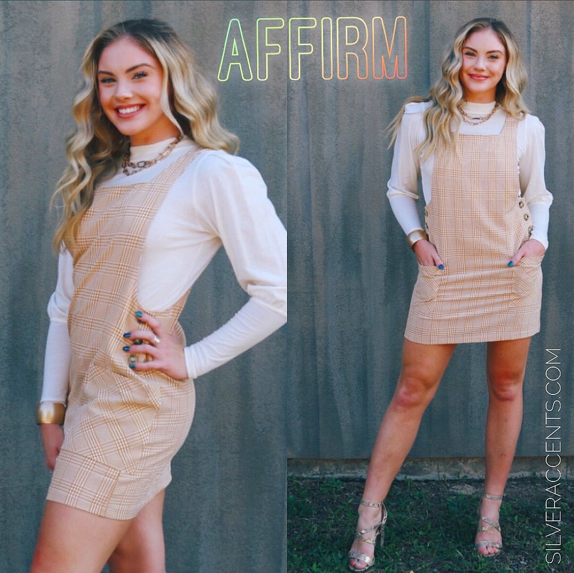 AFFIRM Plaid Pinafore Skirt Jumper Dress