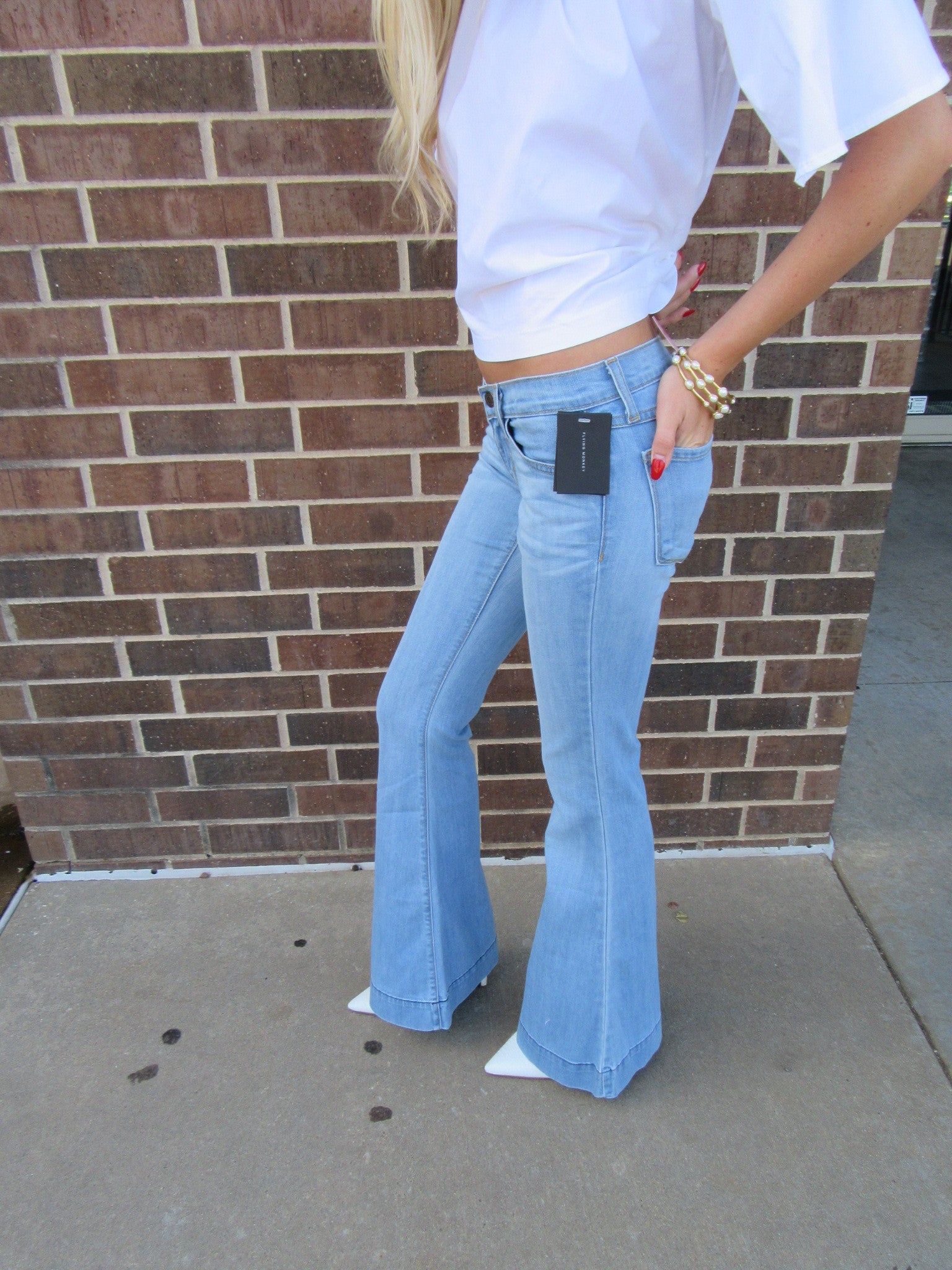 FLYING MONKEY 5pkt SKY BLUE Stretch Flare Jean