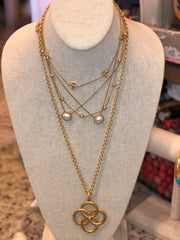 JULIE VOS Gold/Pearl CHLOE Pendant Necklace