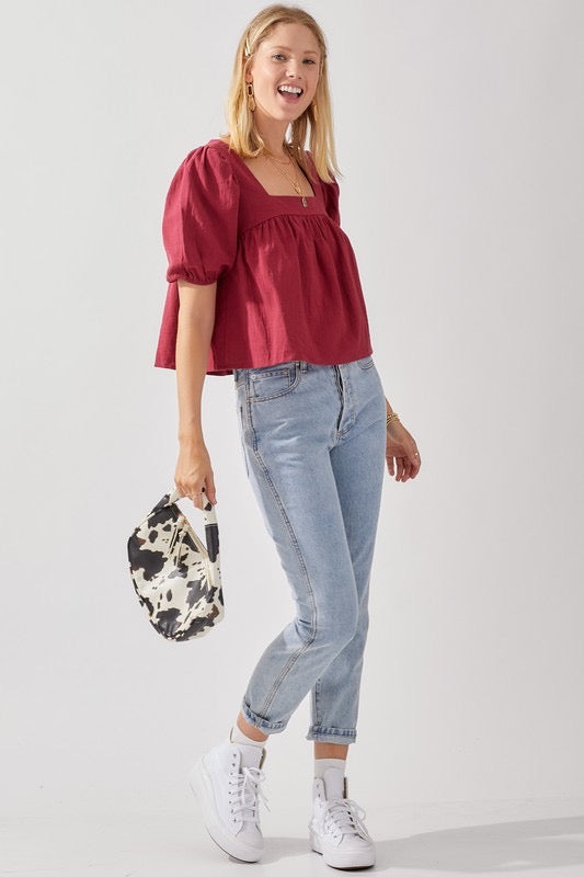 TAKEOVER Square Neck Babydoll Top
