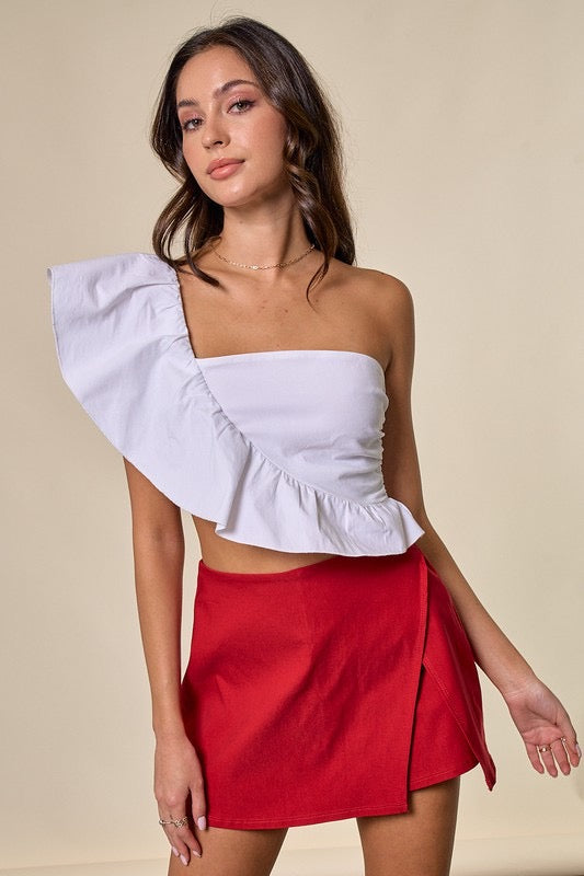 One Shoulder MAKING WAVES Ruffle Top