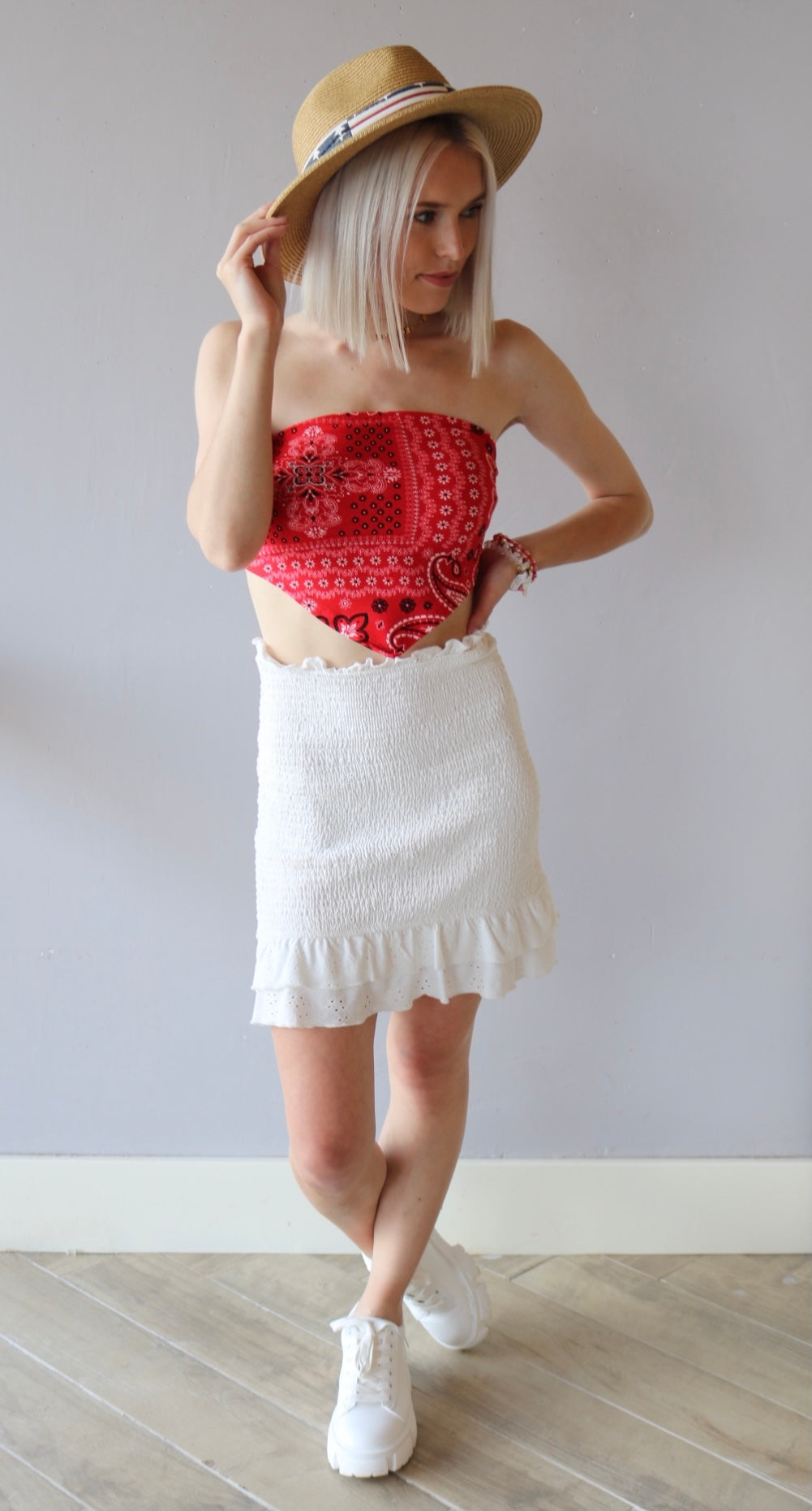 Paper Moon Liberty Bandana Print V~Hem Crop Top