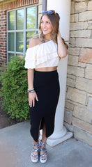 IMMENSE OneShoulder Layer Ruffle Woven Top