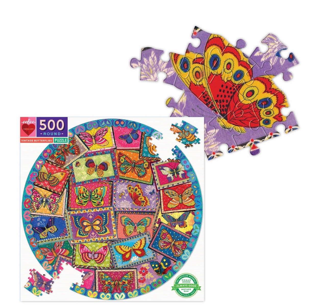 EEBOO Piece & Love 500 Pc ROUND Puzzle