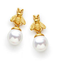 JULIE VOS Gold/Pearl BEE Drop Earring