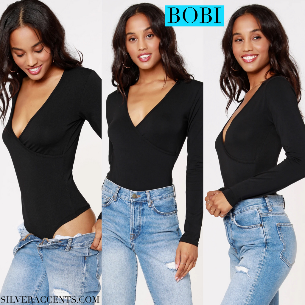BOBI Modal Jersey THRILLER Surplice Bodysuit Top