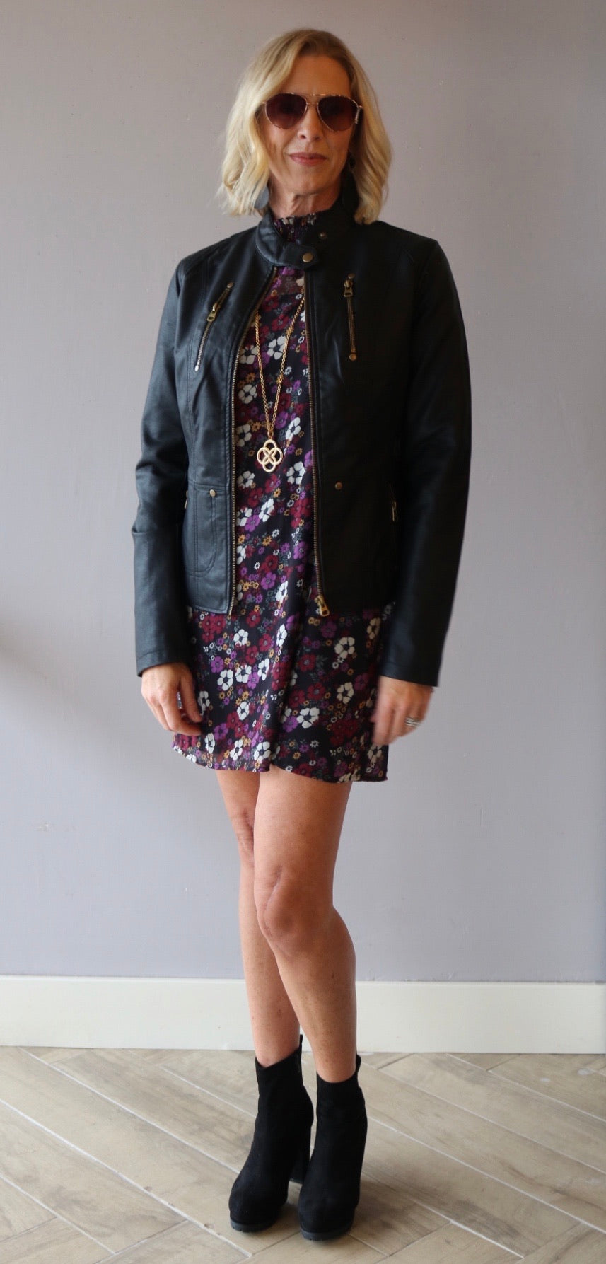 *BOBI BLACK Floral OLSEN Smock Neck Dress