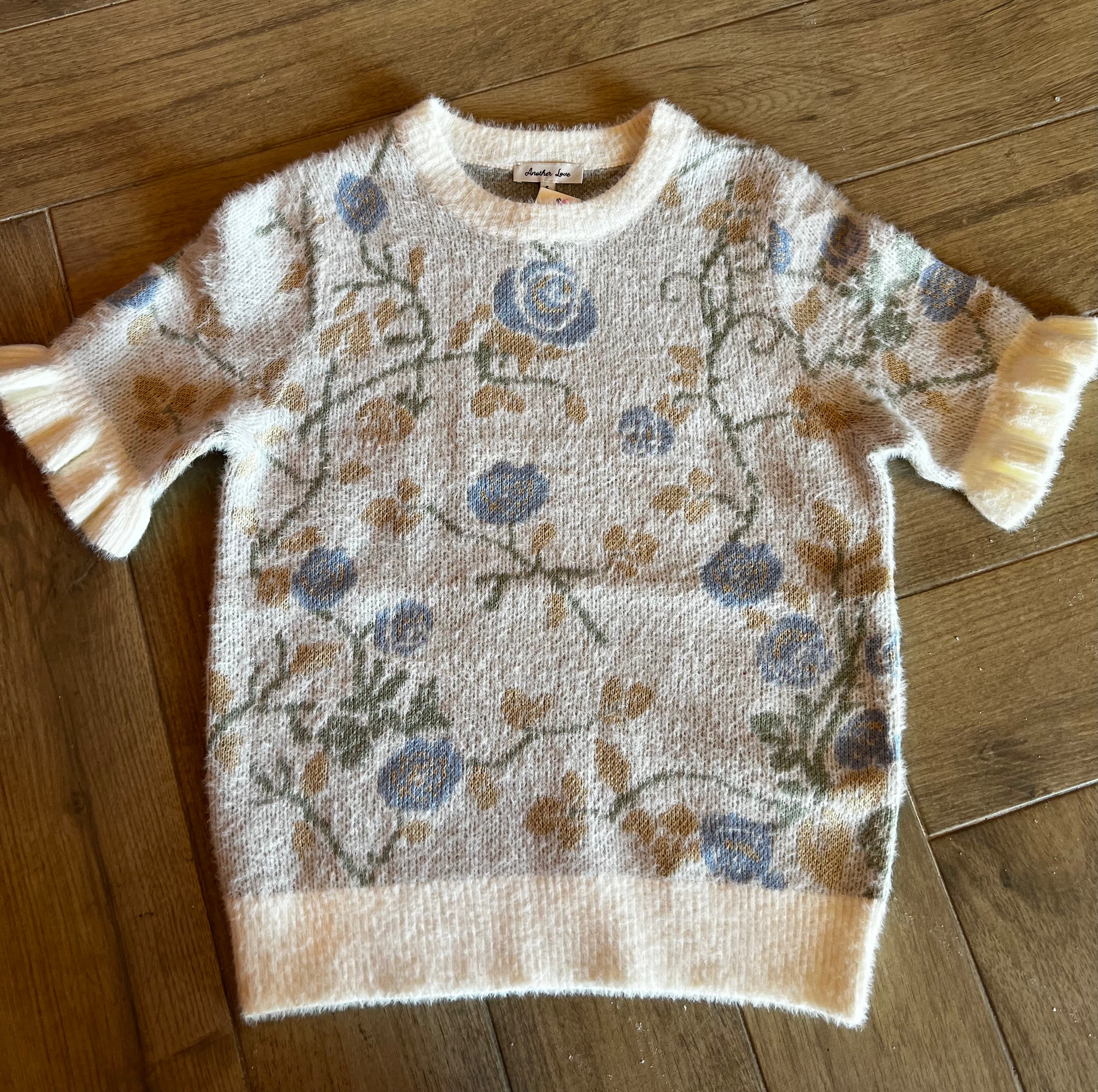 ANOTHER LOVE Leopard SEZANNA Ruffle~Sleeve Sweater