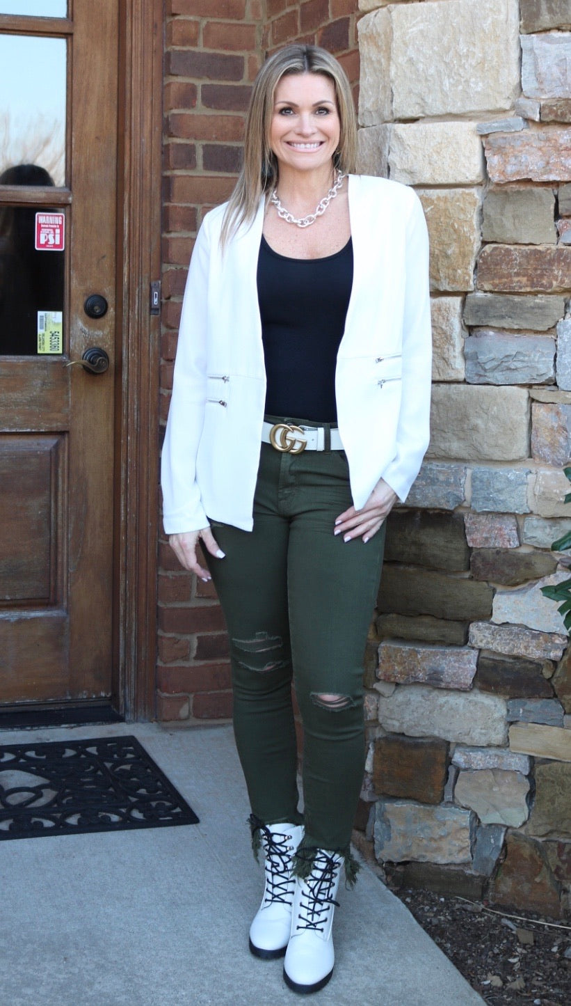 ENDANGER Zipper Detail Blazer Jacket