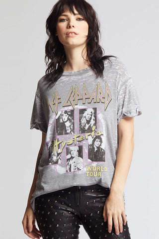 *RECYCLED KARMA Burnout DEF LEPPARD Hysteria World Tour Tee