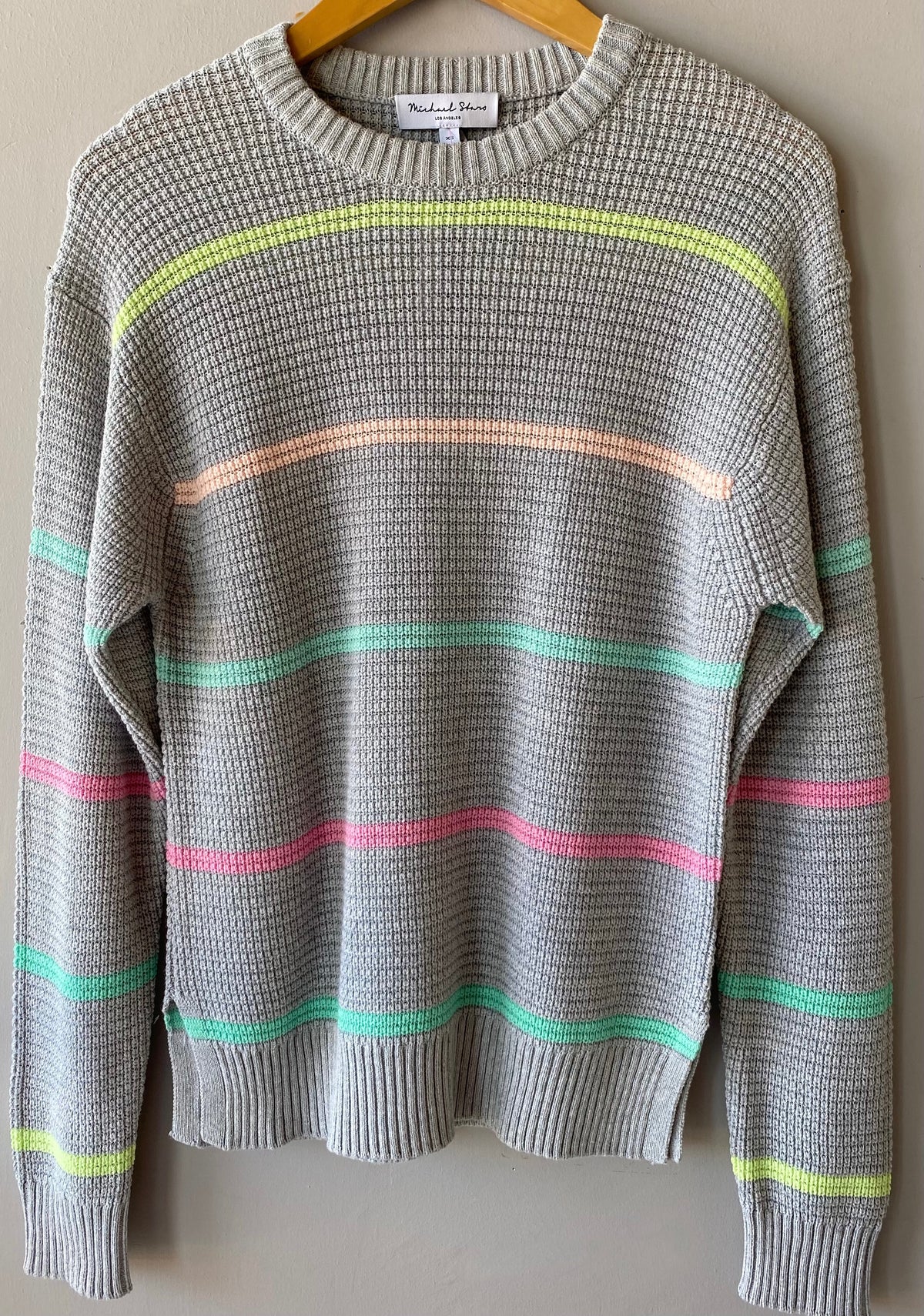 MICHAEL STARS Pastel Stripe MAGGIE Light Weight Sweater Top