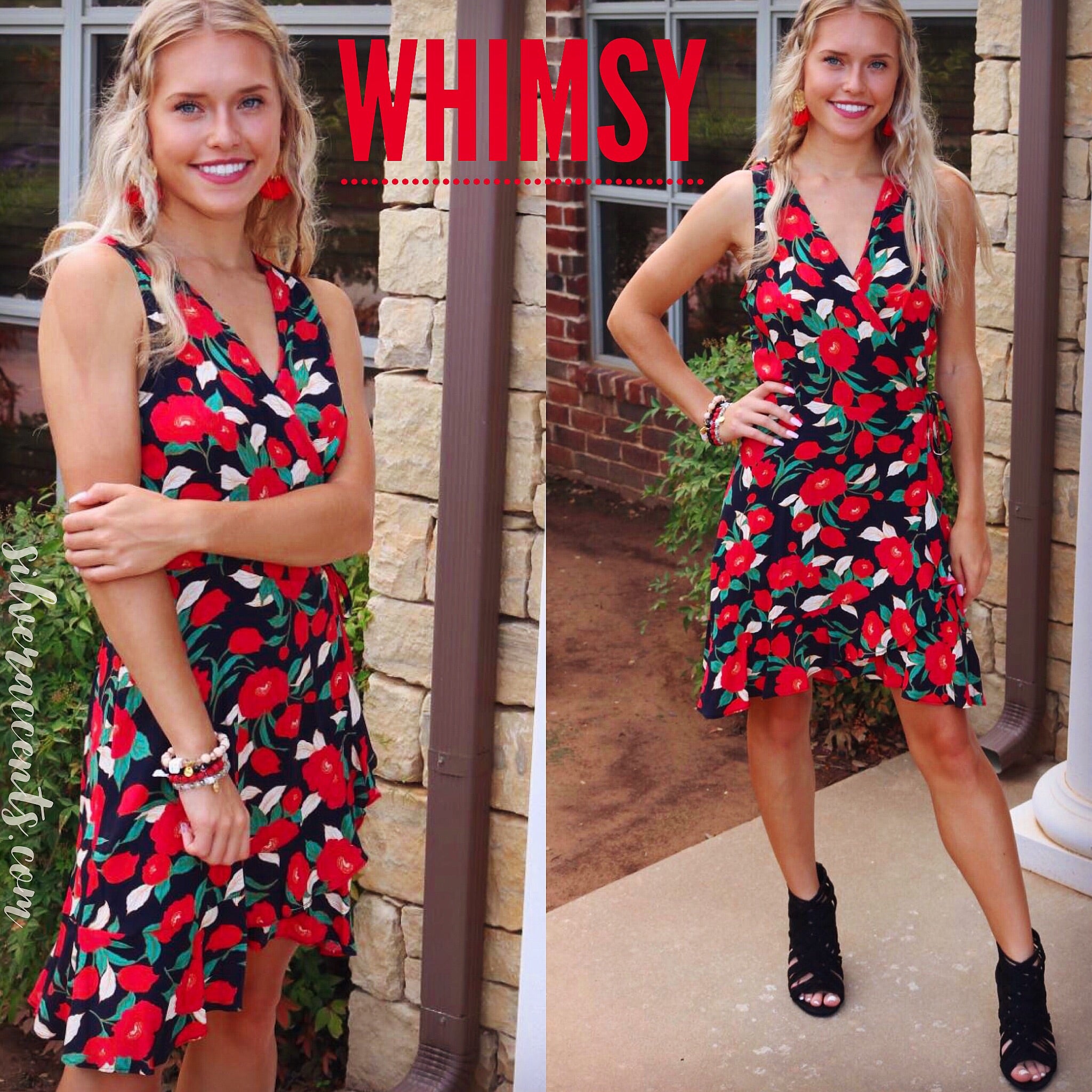 LUSH Floral WHIMSY RuffleWrap TieWaist Woven Dress