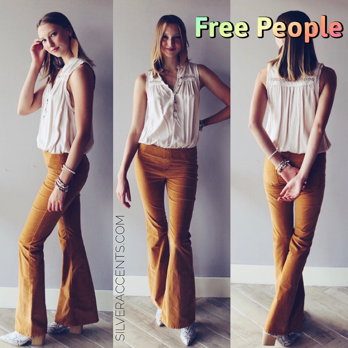 FREE PEOPLE Corduroy PULL ON Flare Jean