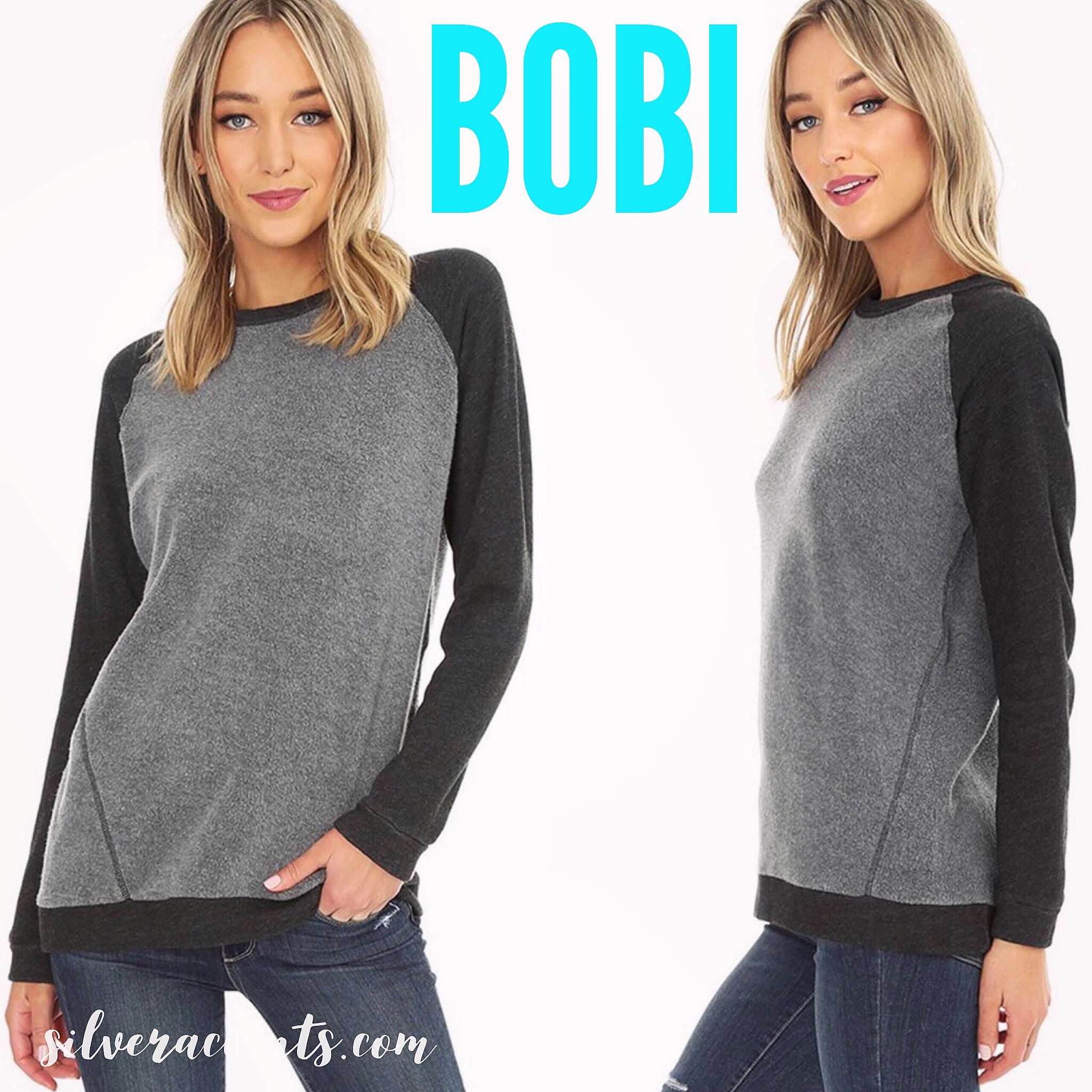 BOBI Cozy Fleece Terry ANGELS TO FLY LongSleeve Raglan Top