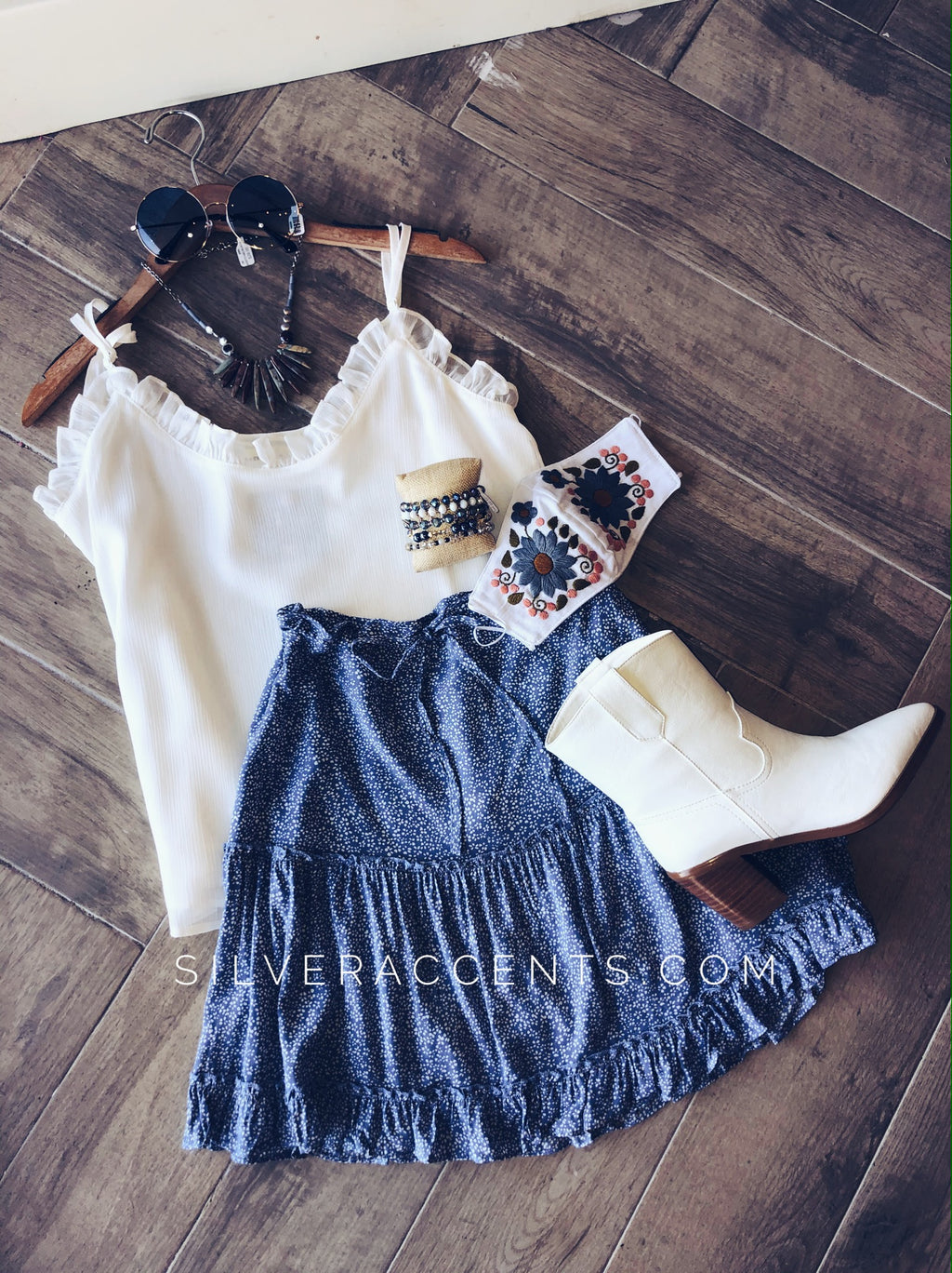 Kayla’s Armoire PERSPECTIVE Floral Tier RuffleHem Woven Skirt