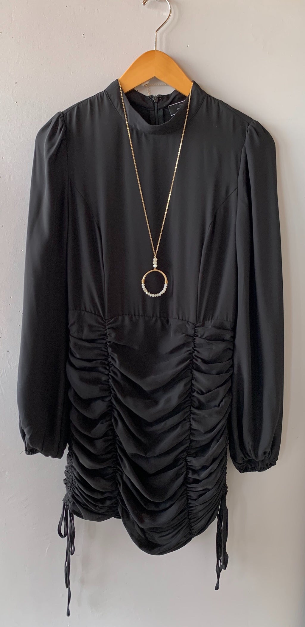 *LEXINGTON Mockneck Shirredhem Chiffon Dress