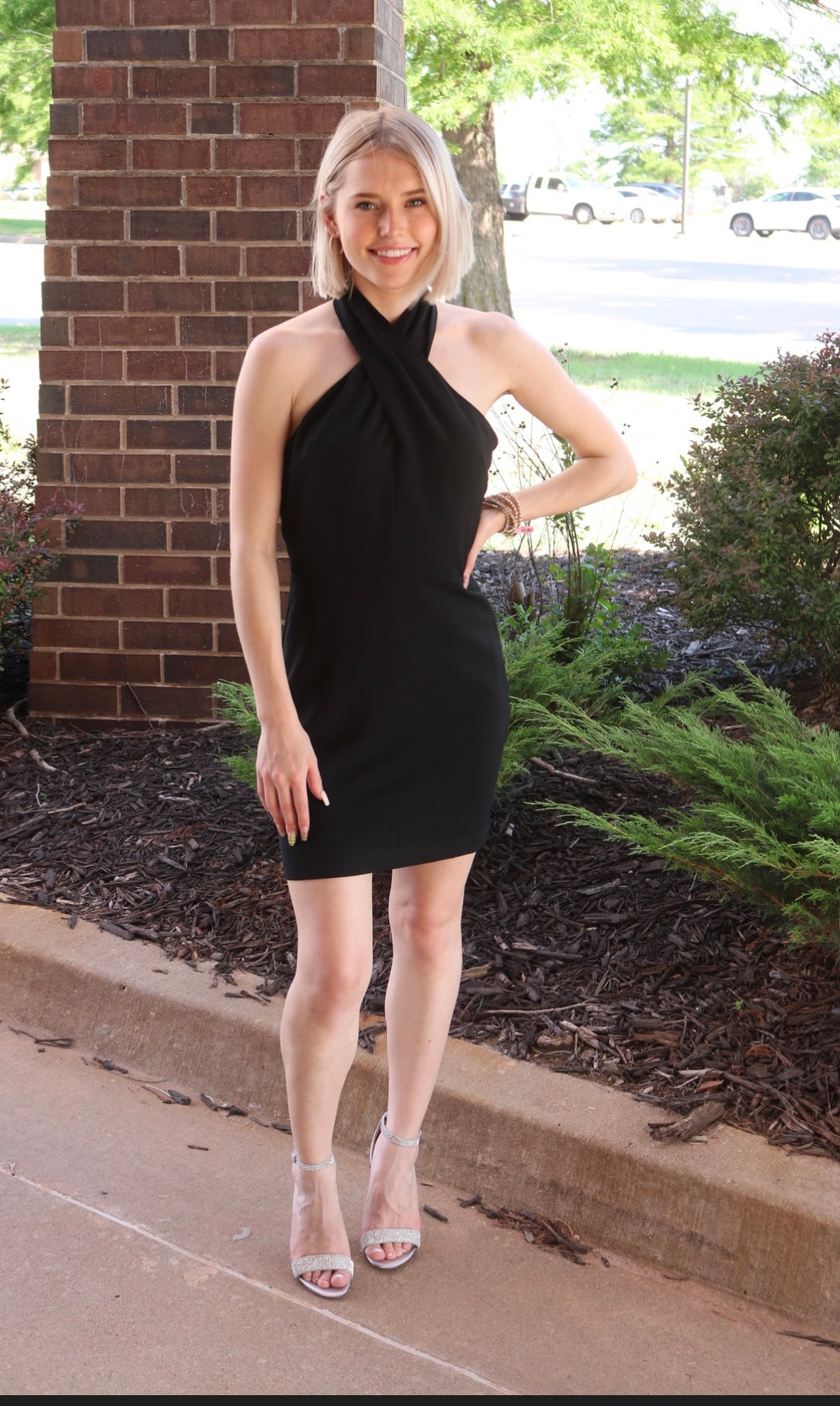 CHERISH Crossover HalterNeck BodyCon Dress