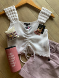 Paper Moon OLIVIA Rouche~Front Crochet~Sleeve Tank