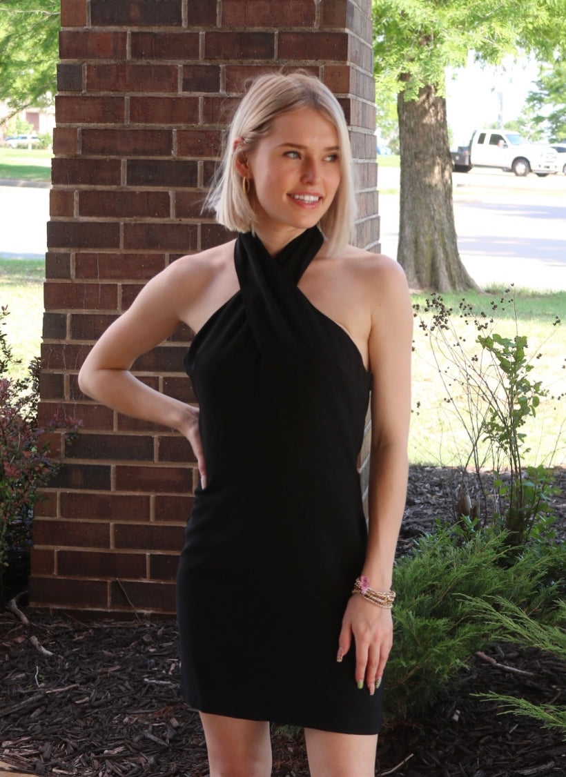 CHERISH Crossover HalterNeck BodyCon Dress