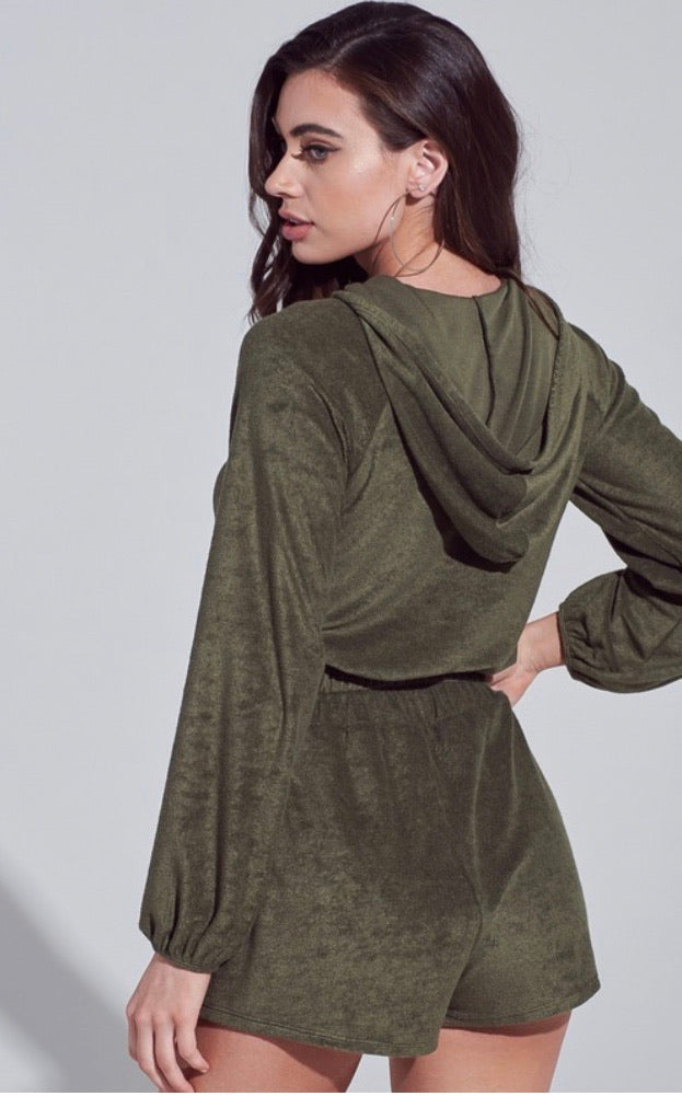 STARK 2pc TerryKnit Cropped Hoodie/Short Set