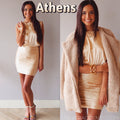 ATHENS BoatNeck RoucheBottom Satin Bodycon Dress