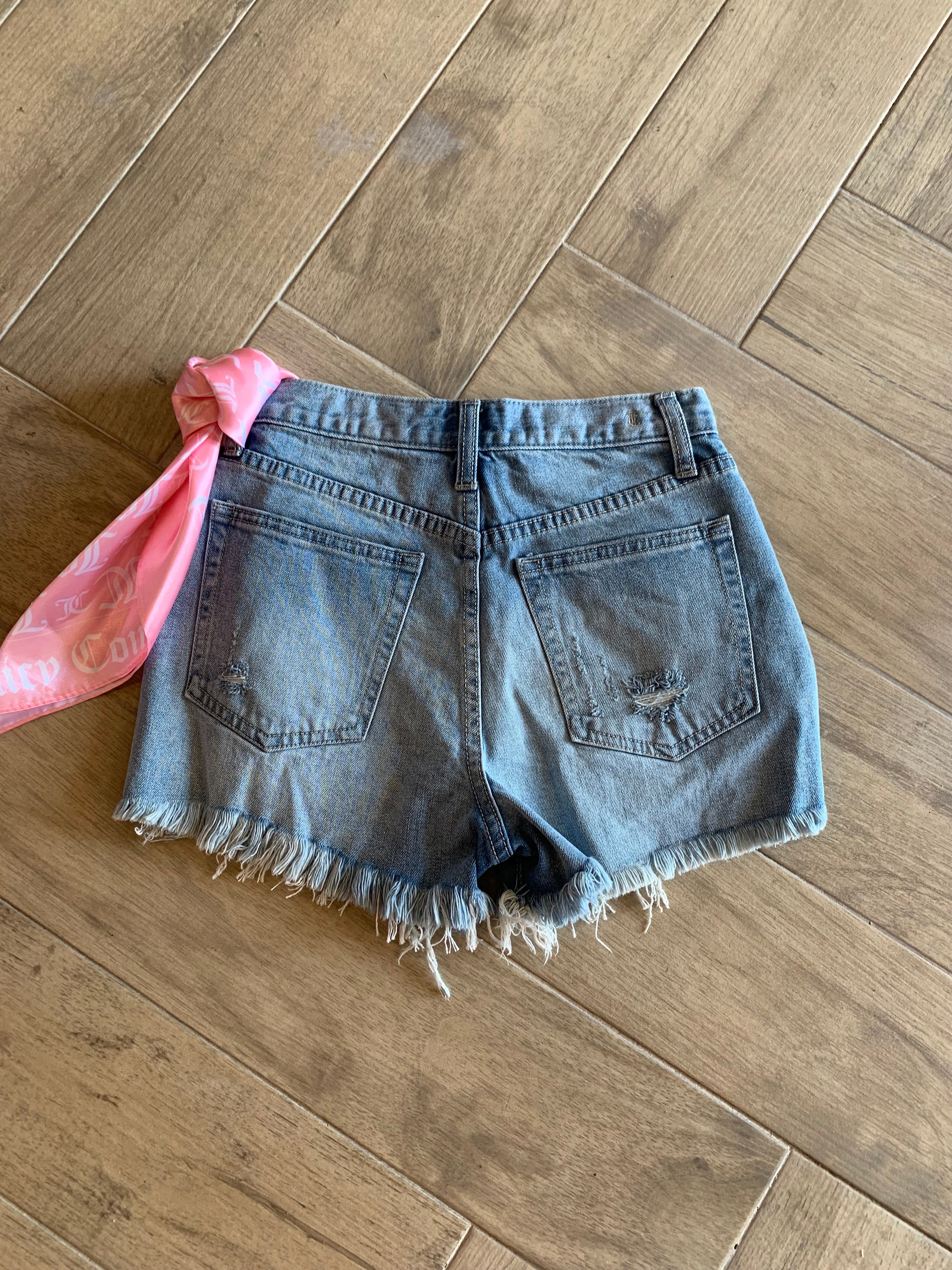 JUICY COUTURE Hi~Rise PAIGE Distressed Denim Shorts
