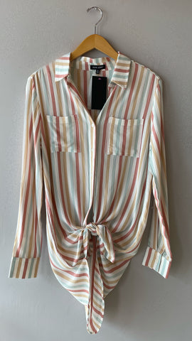 DEAR JOHN Avery Striped Button Down Tunic Collar