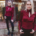 MOJAVE Cut~Out MockNeck Print Tie~Back Top