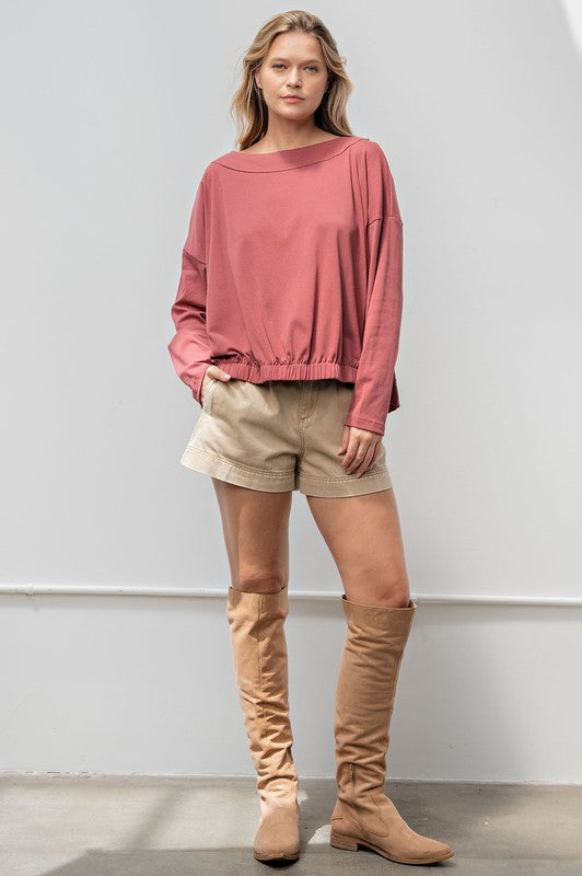 MASTERPIECE Boatneck Flyback Banded Top