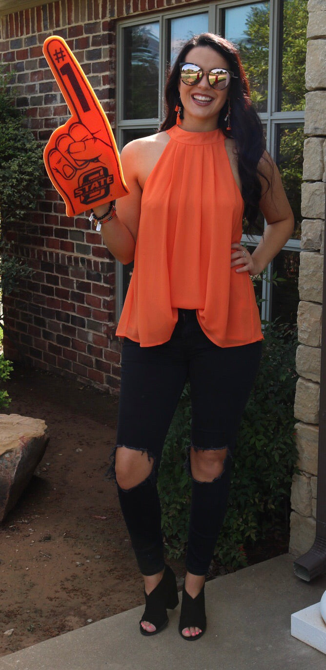 VENGEANCE HiNeck Halter TwistBack Chiffon Top