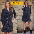 IMAGE Leopard RollSleeve Split VNeck Dress