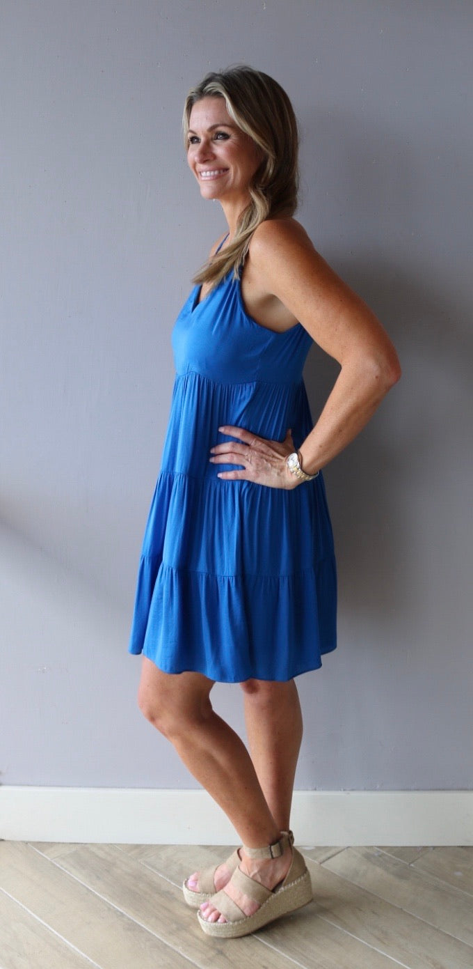 PROSPERITY Tiered CamiStrap Flare Midi Dress