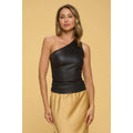 COUNTER OneShoulder Vegan Leather Top