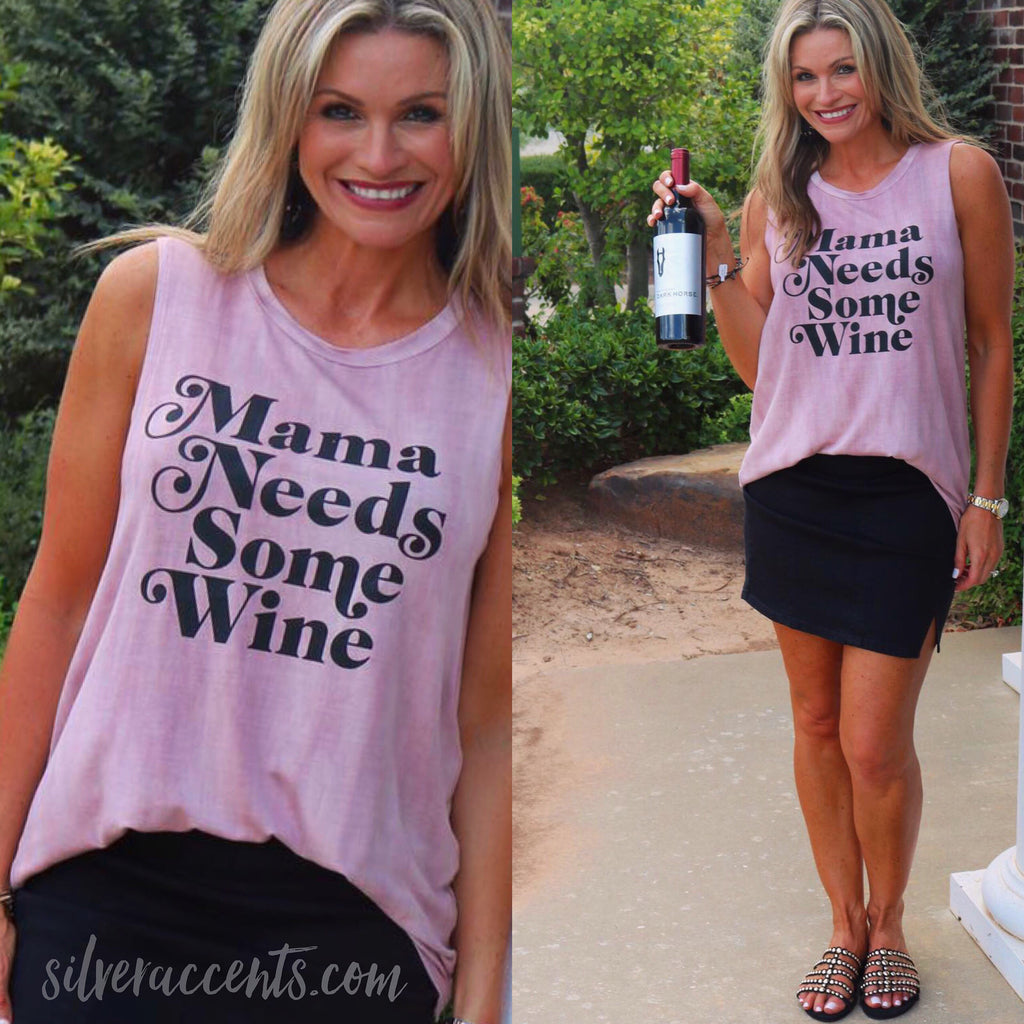 Zutter MAMA NEEDS SOME WINE DipDye Graphic Print Tank Top