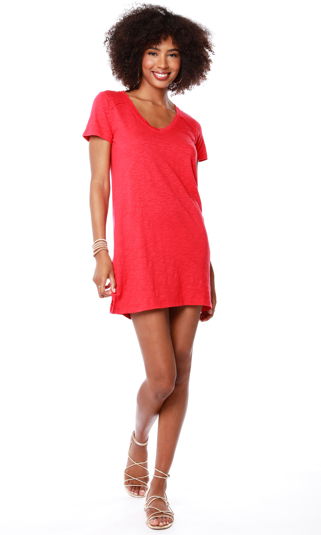 BOBI V-Neck BOURNE RawHem T-Shirt Dress