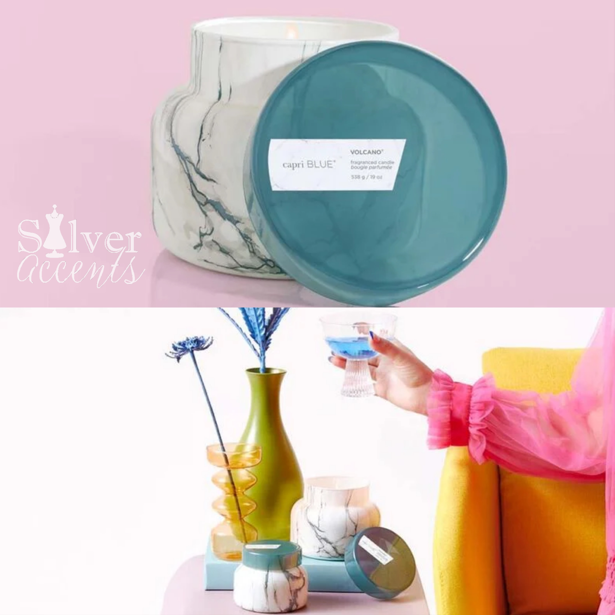 CAPRI BLUE Volcano MODERN MARBLE Candle