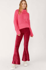 FREE PEOPLE Velvet SO CHARMING Ribbed Pullon Flare Pant